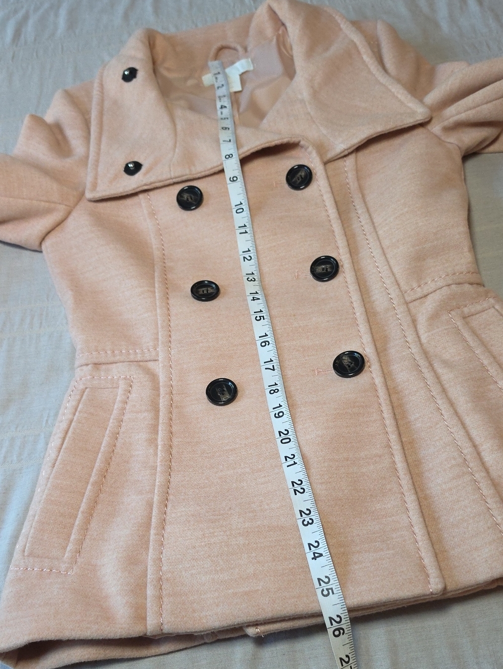 H & M Blush Pea Coat Women's Size 2 - Picture 10 of 14